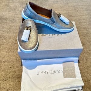 🛎️Jimmy Choo Gold Slip-On Sneakers With Tassels - Size 38.5 / US 8.5 - NWT🛎️